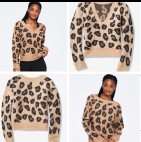SOLD! Victoria’s Secret Pink Fuzzy Leopard Print Sweater - Picture 3 of 11